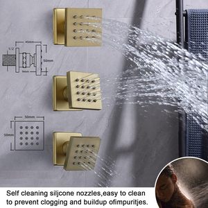 Uncoated Brass Multi Functions Thermostatic Concealed <strong>Shower</strong> <strong>System</strong> Ceiling Dual Rainfall <strong>Shower</strong> Heads <strong>System</strong> - Product Image 4