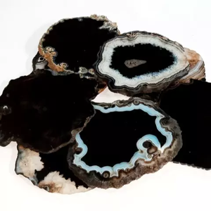 Sous-verre en agate noire naturelle, pierre précieuse sculptée, tapis de boisson en pierre polie irrégulière pour la décoration intérieure et la méditation - Product Image 2