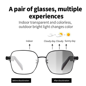 레세모 스마트 포토크로믹 렌즈 AI 스마트 안경 터치 컨트롤 마그네틱 충전 IP67 방수 음악 통화 플라스틱 티타늄 - Product Image 5