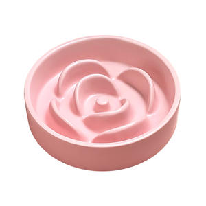 Criativo Matte Petal Anti-Choke Slow Feeder Bowl Eco-Friendly Cerâmica Anti-Spill Cat and Dog Food Bowl com Padrão Sólido - Product Image 5