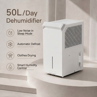 Déshumidificateur puissant de 50 L avec affichage de l'humidité en temps réel, élimination de l'humidité et drainage par pompe