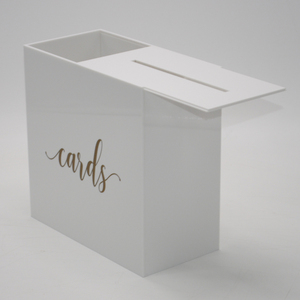 Scatola per biglietti di nozze personalizzata in acrilico trasparente, contenitore per auguri/denaro con coperchio a cerniera, decorazione per tavolo regalo ricevimento - Product Image 3