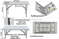 Tables pliantes rectangulaires en plastique au design moderne, réglables, portables, pour usage extérieur et banquets, option personnalisée usine