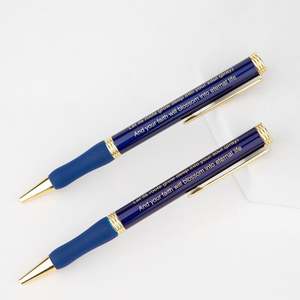 Lot de stylos à bille métalliques en gros avec grip en caoutchouc doux au toucher, stylos personnalisés avec versets inspirants - Product Image 6