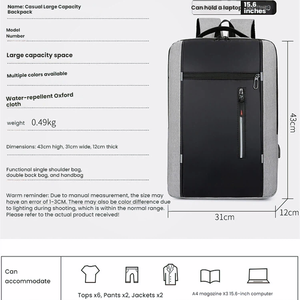 Bán buôn tùy chỉnh công suất lớn Ba lô cho máy tính không thấm nước Túi máy tính xách tay với USB cho du lịch ngoài trời Unisex - Product Image 2