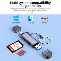 FEIXUAN, superventas, lector de tarjetas TF/SD 2 en 1 personalizado, aleación de aluminio, USB 3,0, 5Gbps, lectores de tarjetas para teléfonos móviles, dispositivos tipo C
