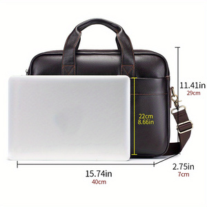 Mallette pour ordinateur portable en cuir imperméable pour hommes, sac à bandoulière de voyage pour documents - Product Image 5