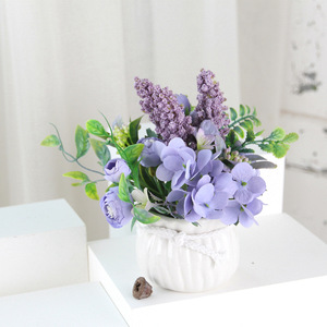 Bonsái de Hortensia Rosa Artificial, Adorno para Ambiente Fresco, para Bodas y Acción de Gracias, Material de Cerámica y Cuerda de Cáñamo en Maceta de Plástico - Product Image 2