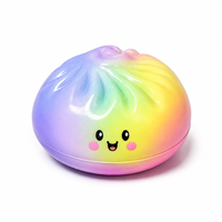 Jouet Squishy en PU Rainbow Bao Bun avec visage mignon et couleurs dégradées pastel
