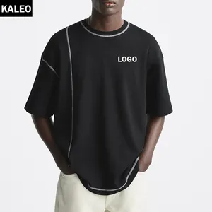 KALEO с логотипом на заказ, летняя Высококачественная Белая шовная черная футболка большого размера с ребристым вырезом, Мужская футболка с открытыми плечами