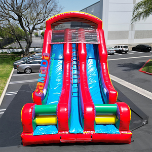 Structure gonflable double toboggan avec mur d'escalade <span class=keywords><strong>pour</strong></span> événements, fêtes d'<span class=keywords><strong>anniversaire</strong></span> et festivals – Toboggan commercial double voie humide/sec - Product Image 4