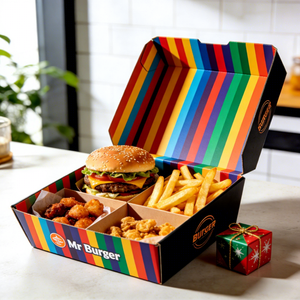 Cajas de Cartón Corrugado Ecológicas Personalizadas al por Mayor para Comida Rápida, Pollo Frito, Arroz, Papas Fritas, Hamburguesas Desechables Biodegradables - Product Image 5