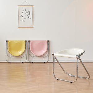 Tabouret pliant minimaliste 50x50x60 cm en acier inoxydable, chaise de jardin carrée pliable en métal pour usage extérieur et intérieur - Product Image 2