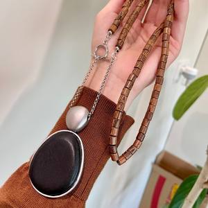 Collar Largo con Cuentas de Madera y Piedra Natural, Joyería de Moda para Mujer, Estilo Boho - Product Image 2