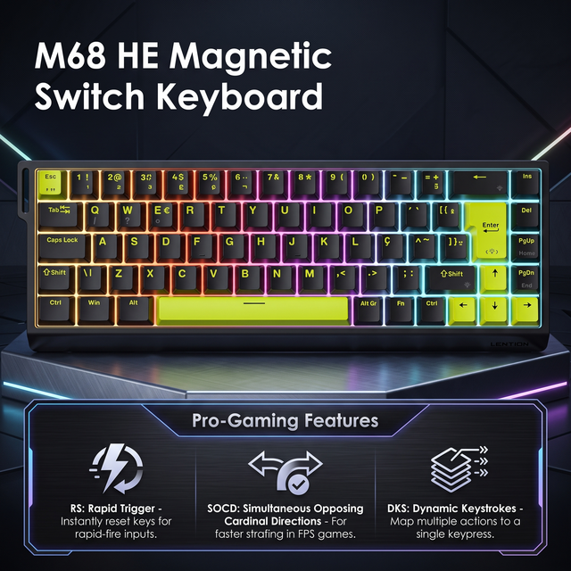 FURYCUBE M68 HE 8K Hz Magnetic Switch Keyboard 0.01mm Rapid Trigger Wired RGB Gaming Keyboard Brazilian Portuguese ISO Layout