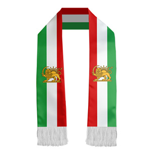 Persian Lion Sun Flag Scarf 135x17cm Iran Royal National Supporter Scarf with Tassels Polyester Fan Scarf for Events Festivals