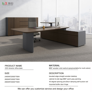 Escritorio Ejecutivo de Oficina Moderno, Diseño de Lujo, Madera Maciza con <span class=keywords><strong>Chapa</strong></span> de MDF Pintada - Product Image 3