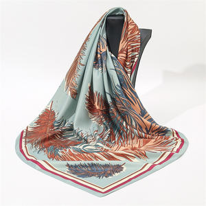 オーダーメイド独自のブランドロゴデジタルプリントシルクツイル90cm大きな正方形のスカーフ女性のためのコーポレートギフト - Product Image 1
