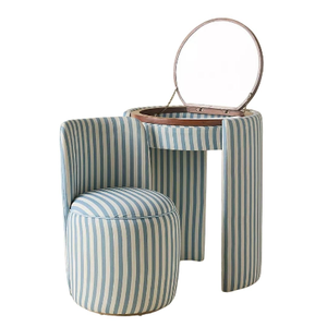 Flip-Top <strong>Mirror</strong> <strong>Vanity</strong> <strong>Table</strong>, Hidden Storage Dressing <strong>Table</strong> with Storable Stool, Space-Saving Upholstered Makeup Desk, Style - Product Image 1