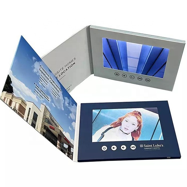 Promo LCD Video Business Card Greeting Card Wedding Video Book 7 Inch LCD Screen Postcard Video Brochure