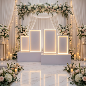 LEDA ขายส่งฉากหลังงานแต่งงานอะคริลิคแบบมีกรอบ LED สวยงาม แผงพื้นหลังเรียบแสงไฟ PVC สำหรับพิธีแต่งงาน - Product Image 1