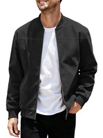 Veste Homme 500g en Suédine Gaufrée Polyester Spandex Couleur Unie Style Punk Résistante à l'Usure, Modèle Européen et Américain, pour le Marché International