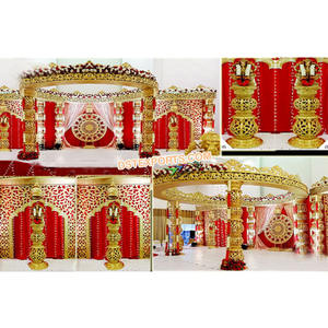 Mandap de Fibra Tallado en Oro para Bodas Indias, Mandap de Corona para Bodas del Sur de Asia, Mandap de Fibra Damroo Exclusivo para Bodas en EE. UU., Florida - Product Image 1
