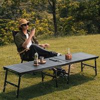 Areffa Outdoor Aluminium Klappbarer H-Bein Glamping-Tisch Tragbarer Schwarzer Picknick-Grill-Tisch Kleiner Rechteckiger Leichtgewichtiger Camping-Tisch