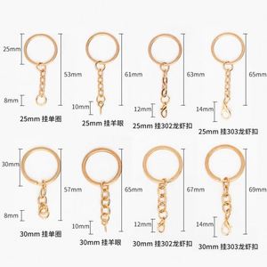 Großhandel Roségold Schlüssel bund Ring Split Schlüssel ring Mit Kette DIY Zubehör Schlüssel anhänger in <span class=keywords><strong>Bulk</strong></span> Metall Ring für Schlüssel bund Karabiner verschluss - Product Image 2