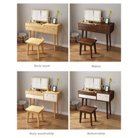 Table de toilette moderne et abordable avec rangement, coiffeuse en bois pour filles, commode vintage simple avec miroir pour chambre à coucher