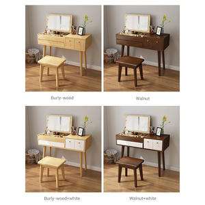 Table de toilette moderne et abordable avec rangement, <span class=keywords><strong>coiffeuse</strong></span> en <span class=keywords><strong>bois</strong></span> pour filles, commode vintage simple avec miroir pour chambre à coucher - Product Image 4
