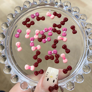 Wholesale Hot Sale 12 <b>Grids</b> Sweet Red Rose Pink Resin Bow Nail Charms 3D Bow Tie Nail Art Decoration - Product Image 2