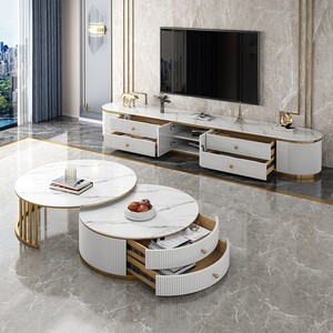 Living Room Furniture Round <strong>Oval</strong> Shaped <strong>Tv</strong> <strong>Stand</strong> Cabinet and Coffee Table Set Luxury White Modern <strong>Tv</strong> <strong>Stands</strong> - Product Image 5