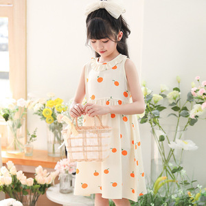 Robe pour filles 2024 Nouvelle collection été style bébé crêpe bulle col poupée princesse style occidental doux polyester coupe trapèze - Product Image 3