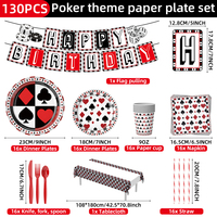 Ensemble de vaisselle pour fête sur le thème du poker de casino, idéal pour les fournitures de fête sur le thème du casino de Las Vegas