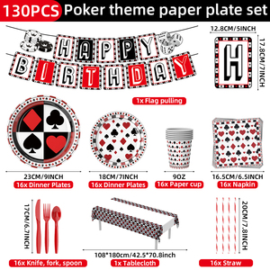 Ensemble <span class=keywords><strong>de</strong></span> vaisselle pour fête sur le thème du poker <span class=keywords><strong>de</strong></span> casino, idéal pour les fournitures <span class=keywords><strong>de</strong></span> fête sur le thème du casino <span class=keywords><strong>de</strong></span> Las Vegas - Product Image 2