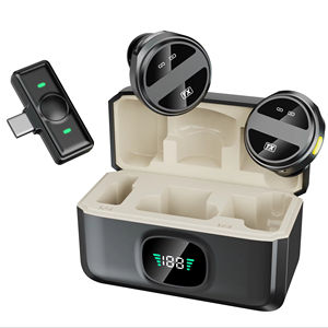 Nouveau microphone cravate à condensateur omnidirectionnel sans fil 2,4 G SX21 de haute qualité, avec lumières LED RVB, réduction de bruit, type C - Product Image 1