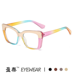 กรอบแว่นตาทรงแคทอายขนาดใหญ่แบบคัลเลอร์บล็อก ป้องกันแสงสีฟ้า เลนส์ PC ป้องกันแสงสีฟ้าสำหรับผู้หญิง - Product Image 5