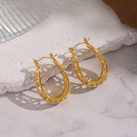 Luxuriöse Damen-Creolen, vergoldet, hohl, filigran, breit, aus 316L Edelstahl, Vintage-Textur, Schmuck im Großhandel