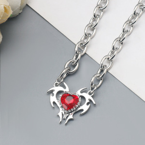 Nouveaux Colliers Pendentifs Cœur de Petit <span class=keywords><strong>Diable</strong></span> Personnalisés pour Femmes et Hommes, Colliers de Couple Cœurs en Strass, Bijoux - Product Image 6