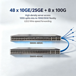 Commutateur d'aggregation d'entreprise JX S6600-48X8C 48x10GE SFP+ pour centre de données, avec 8x100GE QSFP28 Uplink, VXLAN, <span class=keywords><strong>M</strong></span>-LAG, RoCE V2 - Product Image 2