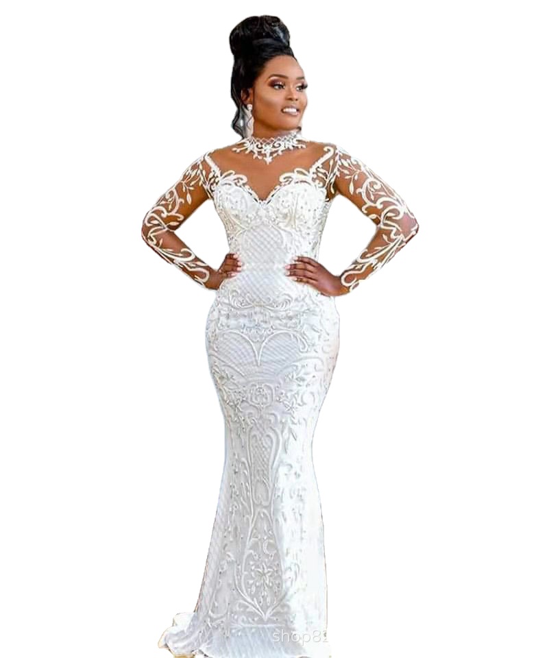 Verified Supplier Long Sleeve Full Lace Trumpet Wedding Dress 700+ |  Alibaba.com