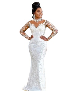 chinese dress ladies Trumpet-Mermaid Cathedral Train Lace Tulle Wedding Dress COCOMELODY CW3256, 45 Days / Ivory / US6-UK8-EUR36 main image 0