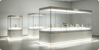 Vitrine de musée en verre trempé pour salles d'exposition, vitrine de qualité muséale pour objets d'art et culturels