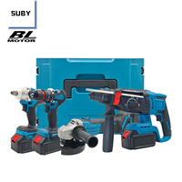 Ensemble d'outils à batterie au lithium SUBY, comprenant une perceuse électrique, une clé à chocs, une meuleuse d'angle, un marteau électrique, 4 batteries et 2 chargeurs