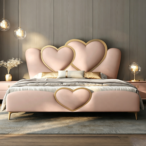 <span class=keywords><strong>Letto</strong></span> Imbottito Moderno di Lusso <span class=keywords><strong>a</strong></span> Forma di <span class=keywords><strong>Cuore</strong></span>, Stile Principessa, in Pelle Rosa, con Piattaforma per Camera da <span class=keywords><strong>Letto</strong></span> delle Ragazze - Product Image 3