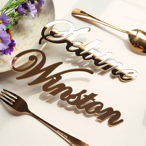 Elegante Laser taglio Tag oro specchio acrilico nome di benvenuto Tag carta del Menu con Design diverso per la decorazione del piatto della <span class=keywords><strong>tavola</strong></span> - Product Image 4