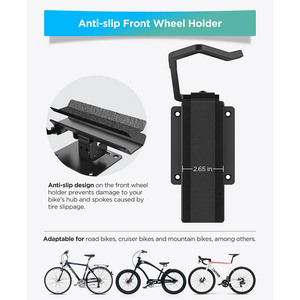 Magasin de vélos personnalisé JH-Mech Rangement compact peu encombrant Gros pneu <span class=keywords><strong>Support</strong></span> <span class=keywords><strong>mural</strong></span> <span class=keywords><strong>vertical</strong></span> solide en métal pour vélo - Product Image 5