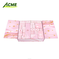 Boîte de calendrier de l'avent de Noël en carton personnalisable 2024, avec revêtement magnétique UV, laminage mat, crème pour le visage, crème pour les yeux