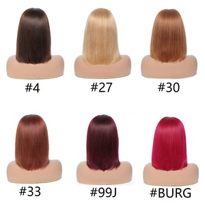 Perruque Bob <span class=keywords><strong>Courte</strong></span> Femme Sans Colle, 100% Cheveux Humains Brésiliens Remy Bouclés, Faite à la Machine, Couleur Bourgogne, avec Bandeau - Product Image 5